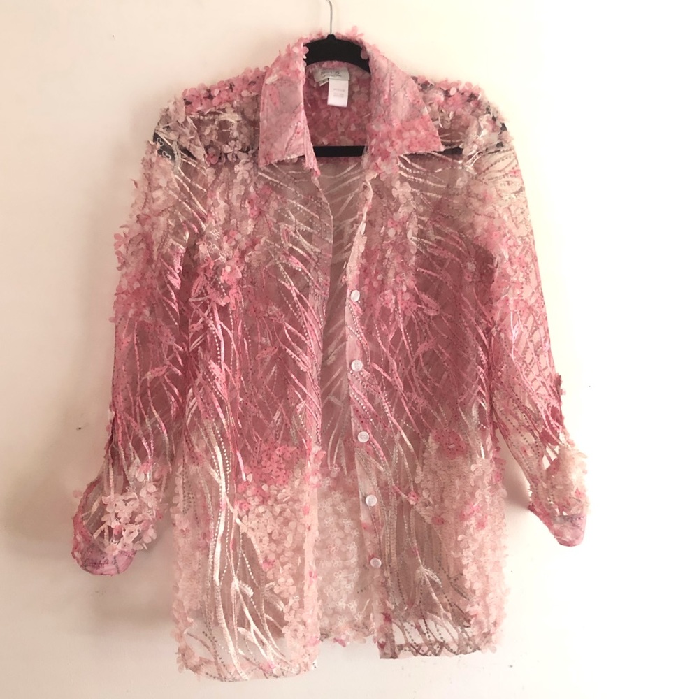 Floral sheer blazer jacket